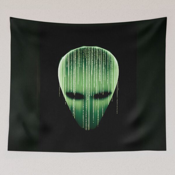 Item preview, Green Digital Code Alien Mask Art designed and sold by Lunat1kk.