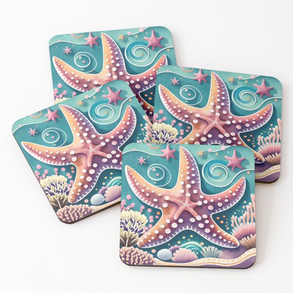 Item preview, Dotted Starfish in Colorful Coral Garden designed and sold by BeachWhisper.