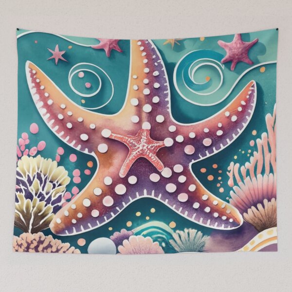 Item preview, Dotted Starfish in Colorful Coral Garden designed and sold by BeachWhisper.