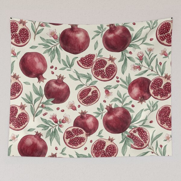 Item preview, Watercolor Pomegranate Botanical Pattern designed and sold by SassyArtistry.