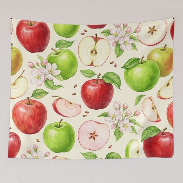 Item preview, Watercolor Red Green Apple Pattern designed and sold by SassyArtistry.