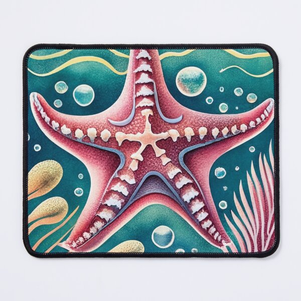 Item preview, Geometric Pink Starfish with Ocean Waves designed and sold by BeachWhisper.