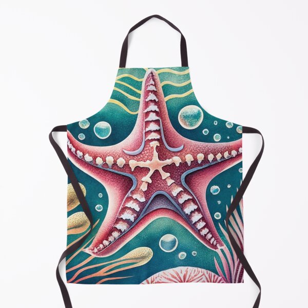 Item preview, Geometric Pink Starfish with Ocean Waves designed and sold by BeachWhisper.