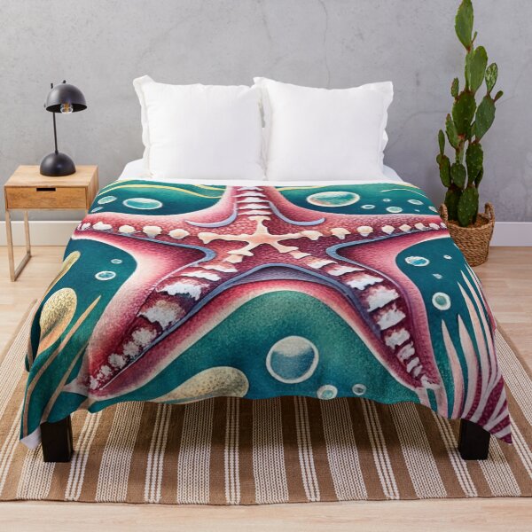 Item preview, Geometric Pink Starfish with Ocean Waves designed and sold by BeachWhisper.