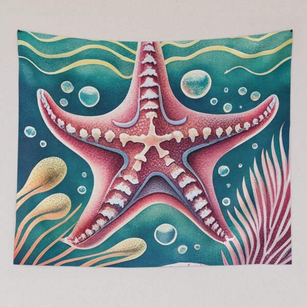 Item preview, Geometric Pink Starfish with Ocean Waves designed and sold by BeachWhisper.
