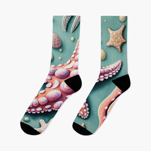 Item preview, Seashell Studded Starfish on Aqua designed and sold by BeachWhisper.