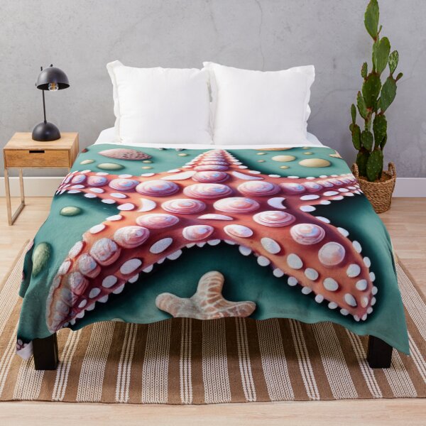 Item preview, Seashell Studded Starfish on Aqua designed and sold by BeachWhisper.