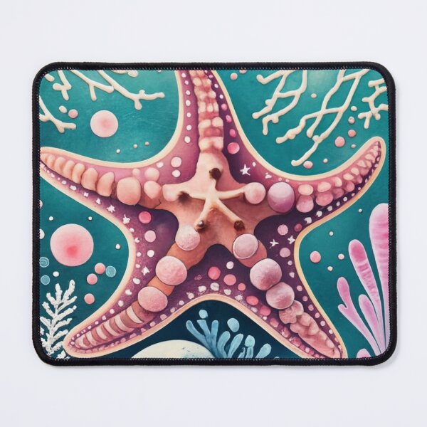 Item preview, Colorful Starfish Art with Reef Coral designed and sold by BeachWhisper.