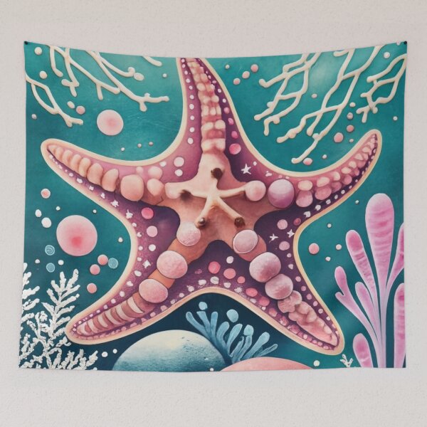 Item preview, Colorful Starfish Art with Reef Coral designed and sold by BeachWhisper.
