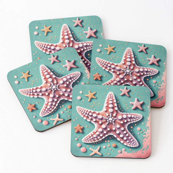 Item preview, White Spotted Starfish with Tiny Sea Stars designed and sold by BeachWhisper.