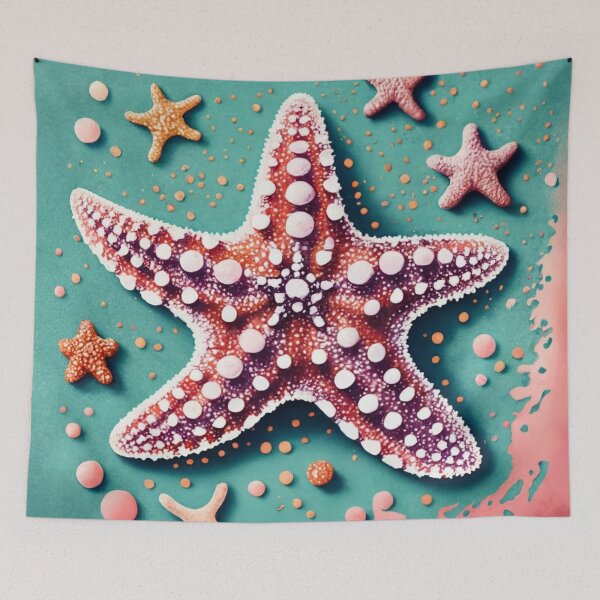 Item preview, White Spotted Starfish with Tiny Sea Stars designed and sold by BeachWhisper.
