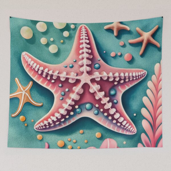 Item preview, Rose Starfish with Bubbles and Sea Plants designed and sold by BeachWhisper.
