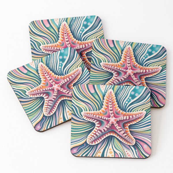 Item preview, Radiant Starfish with Tropical Wave Stripes designed and sold by BeachWhisper.