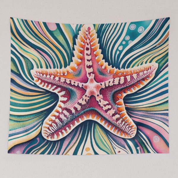 Item preview, Radiant Starfish with Tropical Wave Stripes designed and sold by BeachWhisper.