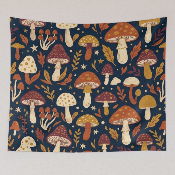 Item preview, Retro Woodland Mushroom Pattern designed and sold by SassyArtistry.