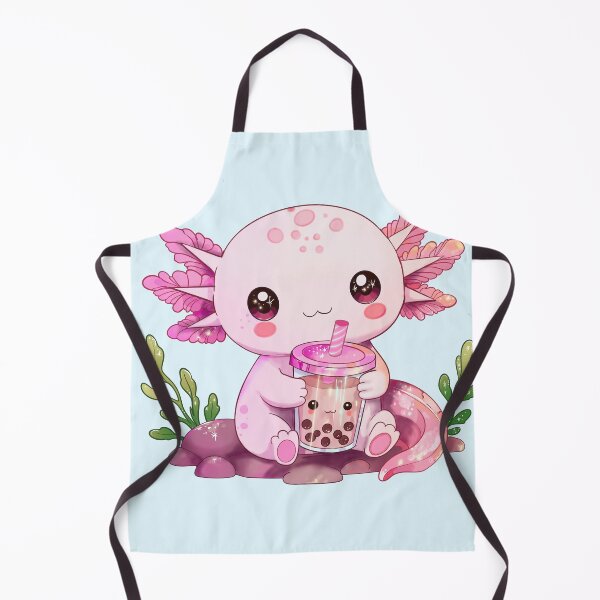 Item preview, Cute pink gradient sparkly Axolotl drinking a kawaii boba tea designed and sold by marlenaki.