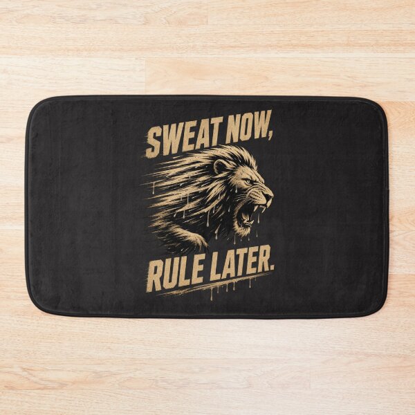 Item preview, Sweat Now Rule Later Lion Gym Fitness Workout Motivational Quote Design designed and sold by Bennie Singh.