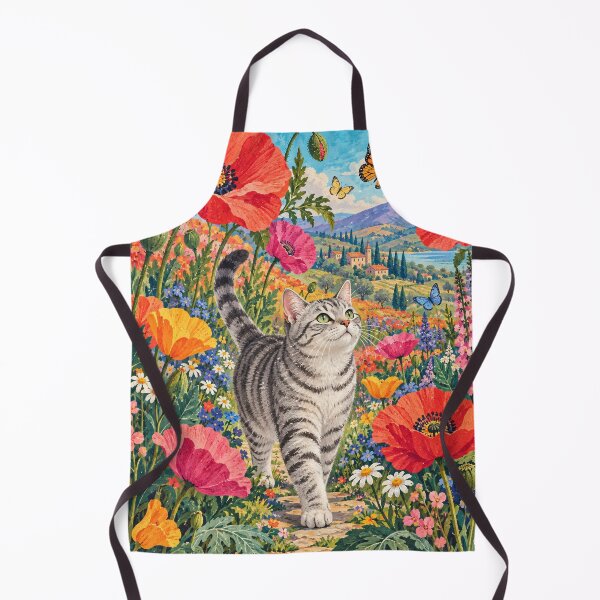 Item preview, Cat Among Giant Poppies – Colorful Botanical Cat  designed and sold by Jaani-T.