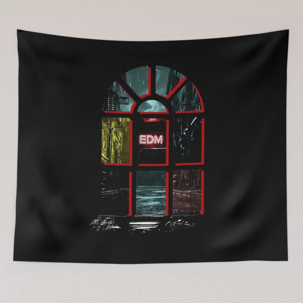 Item preview, EDM Cyberpunk Gothic Cathedral Window Gotham Noir designed and sold by Edwere.
