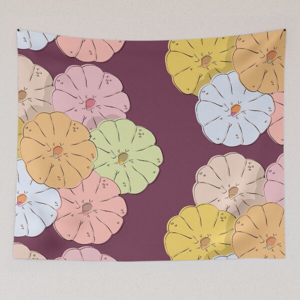 Item preview, Pastel Pumpkin Cluster Illustration - Colorful Cute Autumn Gourd Art designed and sold by Caterina@.