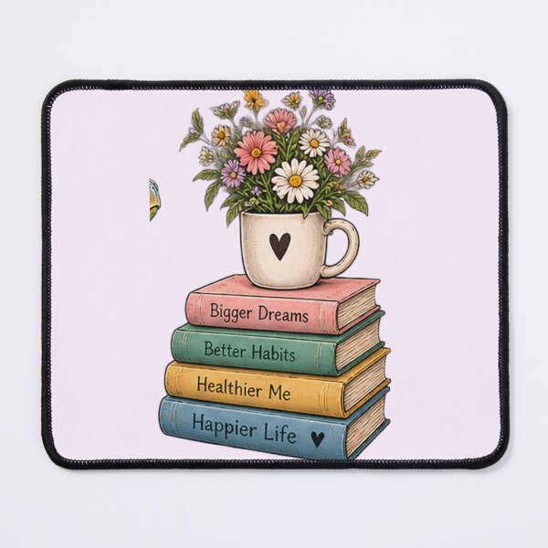 Item preview, Bigger Dreams Better Habits Floral Books Sticker | Self Growth Decal designed and sold by DrAsmaaMohamed.