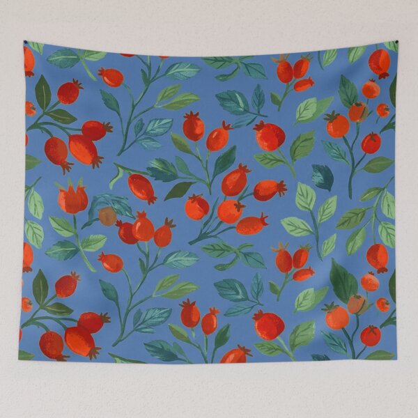 Item preview, Watercolor Rose Hip Botanical Pattern designed and sold by SassyArtistry.