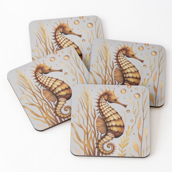Item preview, Brown Seahorse Among Golden Coral Branches designed and sold by BeachWhisper.