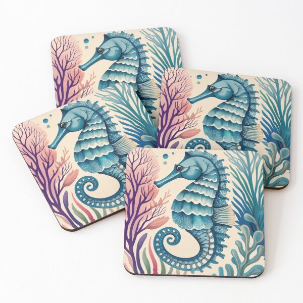 Item preview, Blue Seahorse in Colorful Coral Garden designed and sold by BeachWhisper.