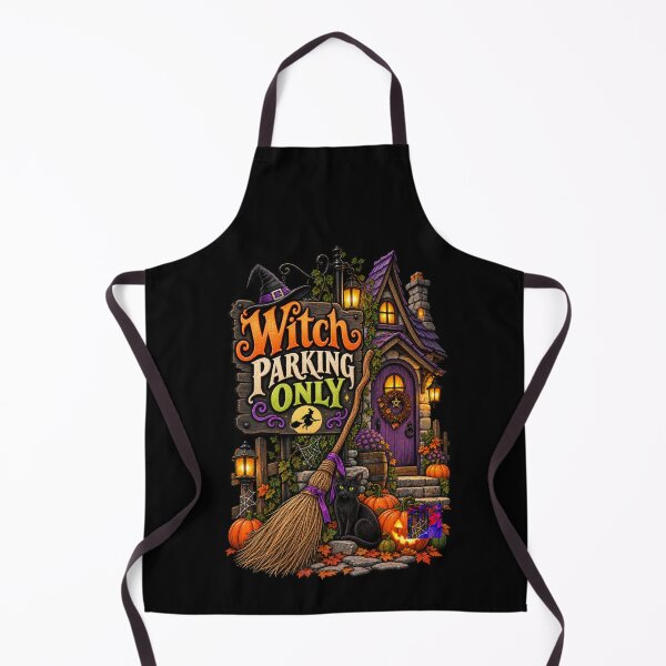 Item preview, Witch Parking Only – Funny Witch Broom Halloween Cottage Design designed and sold by RockitBaby.