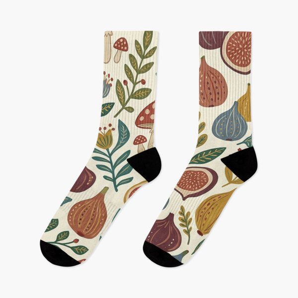 Item preview, Retro Fig and Mushroom Pattern designed and sold by SassyArtistry.