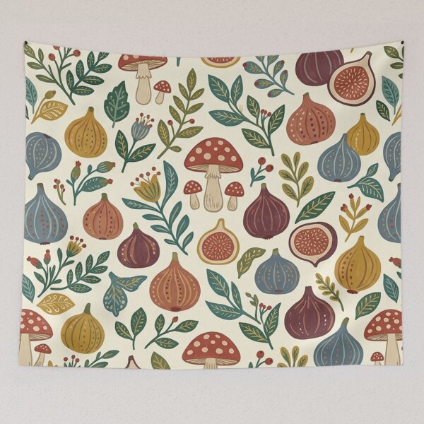 Item preview, Retro Fig and Mushroom Pattern designed and sold by SassyArtistry.