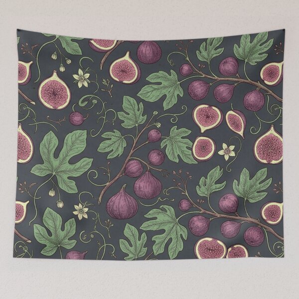 Item preview, Dark Watercolor Fig Botanical Pattern designed and sold by SassyArtistry.