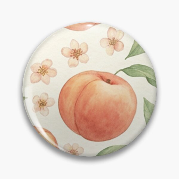 Item preview, Watercolor Peach Botanical Fruit Pattern designed and sold by SassyArtistry.