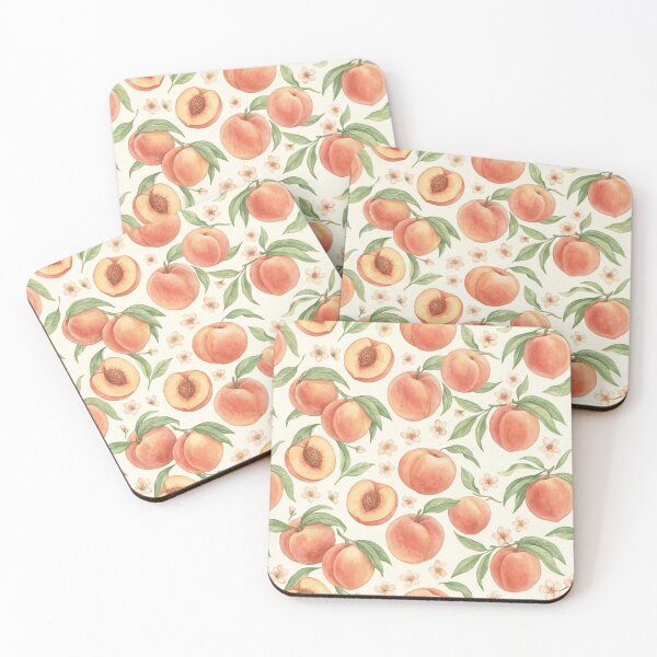 Item preview, Watercolor Peach Botanical Fruit Pattern designed and sold by SassyArtistry.