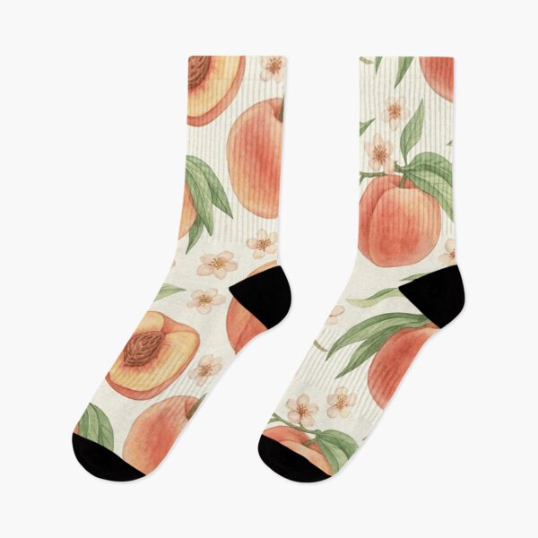 Item preview, Watercolor Peach Botanical Fruit Pattern designed and sold by SassyArtistry.