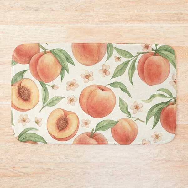 Item preview, Watercolor Peach Botanical Fruit Pattern designed and sold by SassyArtistry.