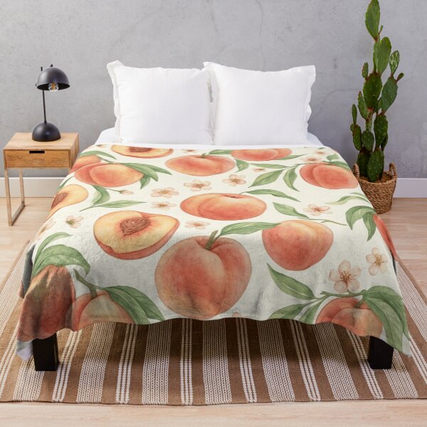 Item preview, Watercolor Peach Botanical Fruit Pattern designed and sold by SassyArtistry.