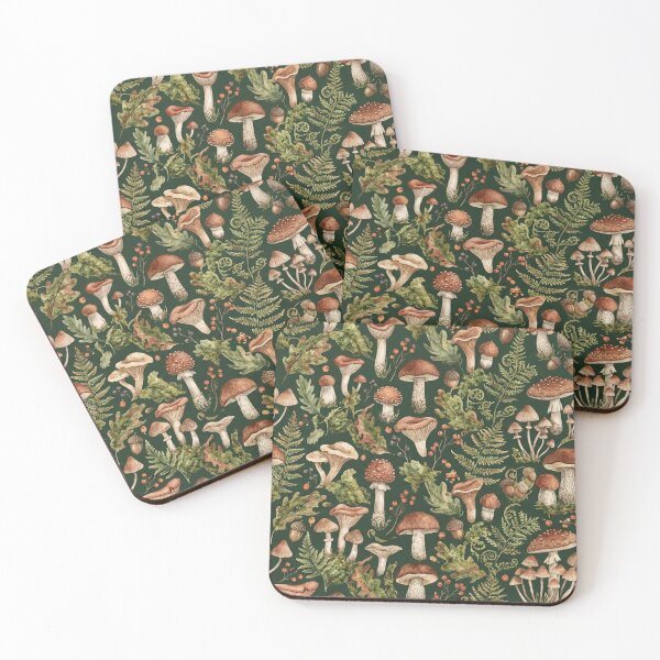 Item preview, Watercolor Woodland Mushroom Fern Pattern designed and sold by SassyArtistry.