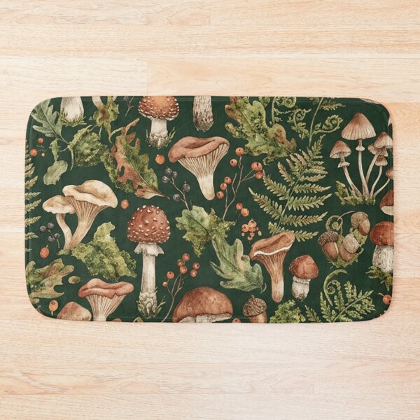 Item preview, Watercolor Woodland Mushroom Fern Pattern designed and sold by SassyArtistry.