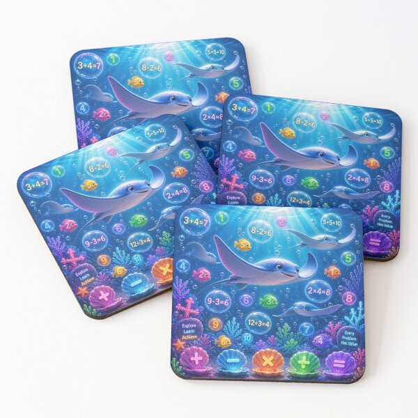 Item preview, Cute Stingrays Underwater Math Adventure T-Shirt or Decor designed and sold by soin10s-designs.