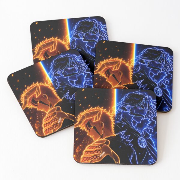 Item preview, Fire and Ice Warriors – Neon Orange & Blue Fantasy Battle Art designed and sold by Dyan4.