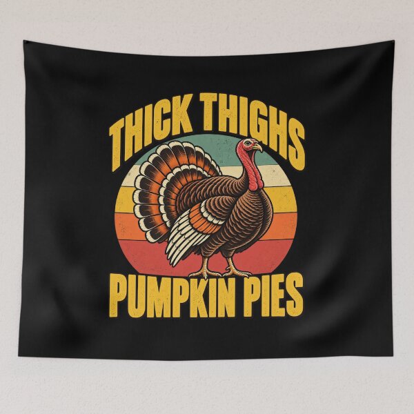 Item preview, Thick Thighs Pumpkin Pies Thanksgiving Turkey Funny T-Shirt – Funny Thanksgiving Gift, Turkey Graphic Tee designed and sold by Trendably.