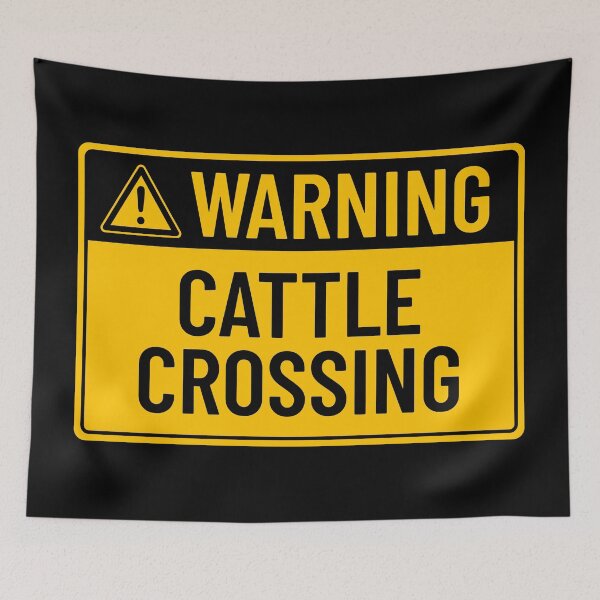 Item preview, Warning: Cattle Crossing designed and sold by mr-k-store.