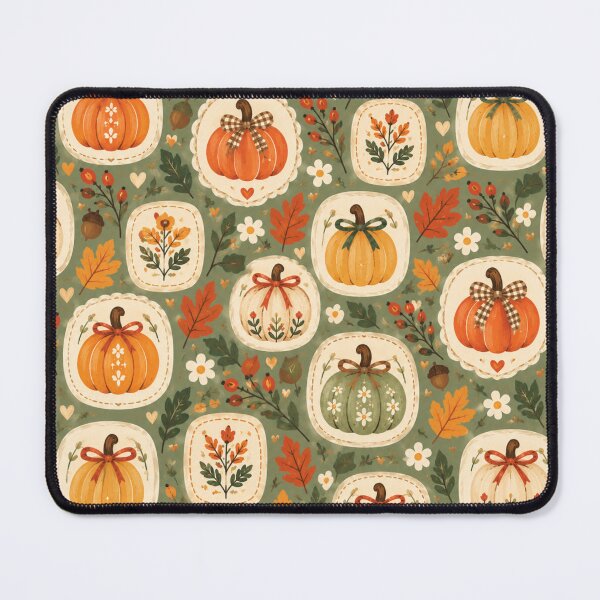 Item preview, Cozy Pumpkin Patch Pattern – Cute Cottagecore Fall Pumpkins & Bows. designed and sold by SaraSumi.