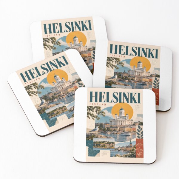 Item preview, Wall Art - Postcard - Helsinki Travel Poster | Vintage Finland City Collage  designed and sold by ForeverPrintsOK.