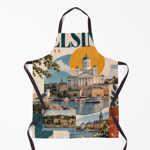 Item preview, Wall Art - Postcard - Helsinki Travel Poster | Vintage Finland City Collage  designed and sold by ForeverPrintsOK.