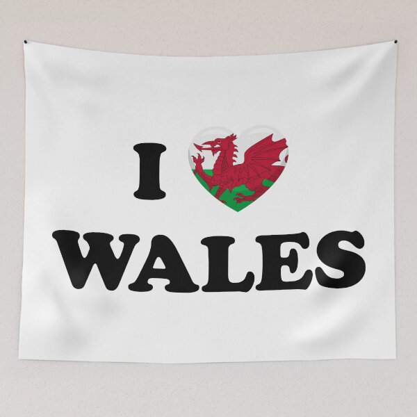 Item preview, I Love Wales / I Heart Wales (Black text with flag heart) designed and sold by STUDIO-72.