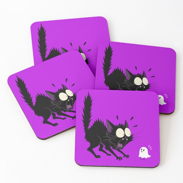 Item preview, Scaredy Cat — Terrified Black Cat vs. Tiny Ghost,  Funny Retro Halloween Design designed and sold by Jandedan.