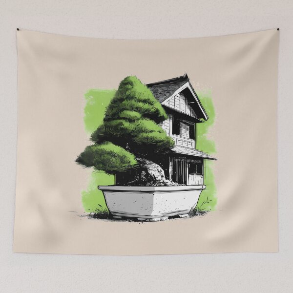 Item preview, Japanese Bonsai House Asian Architecture Art designed and sold by Lunat1kk.