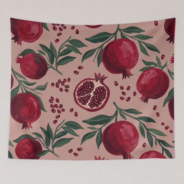 Item preview, Bold Red Pomegranate Fruit Pattern designed and sold by SassyArtistry.